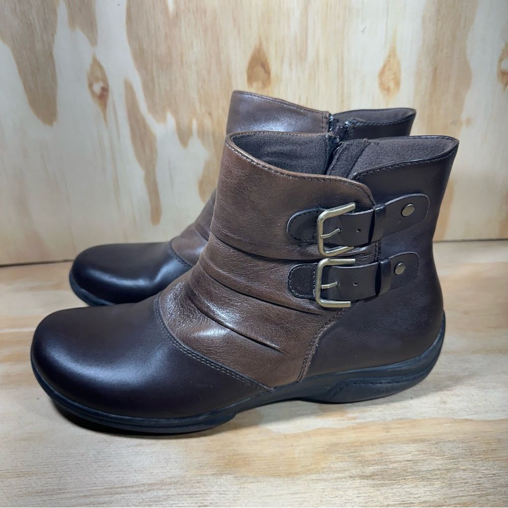 Earth Origins Brown Leather Ankle Boots Women’s Size 10